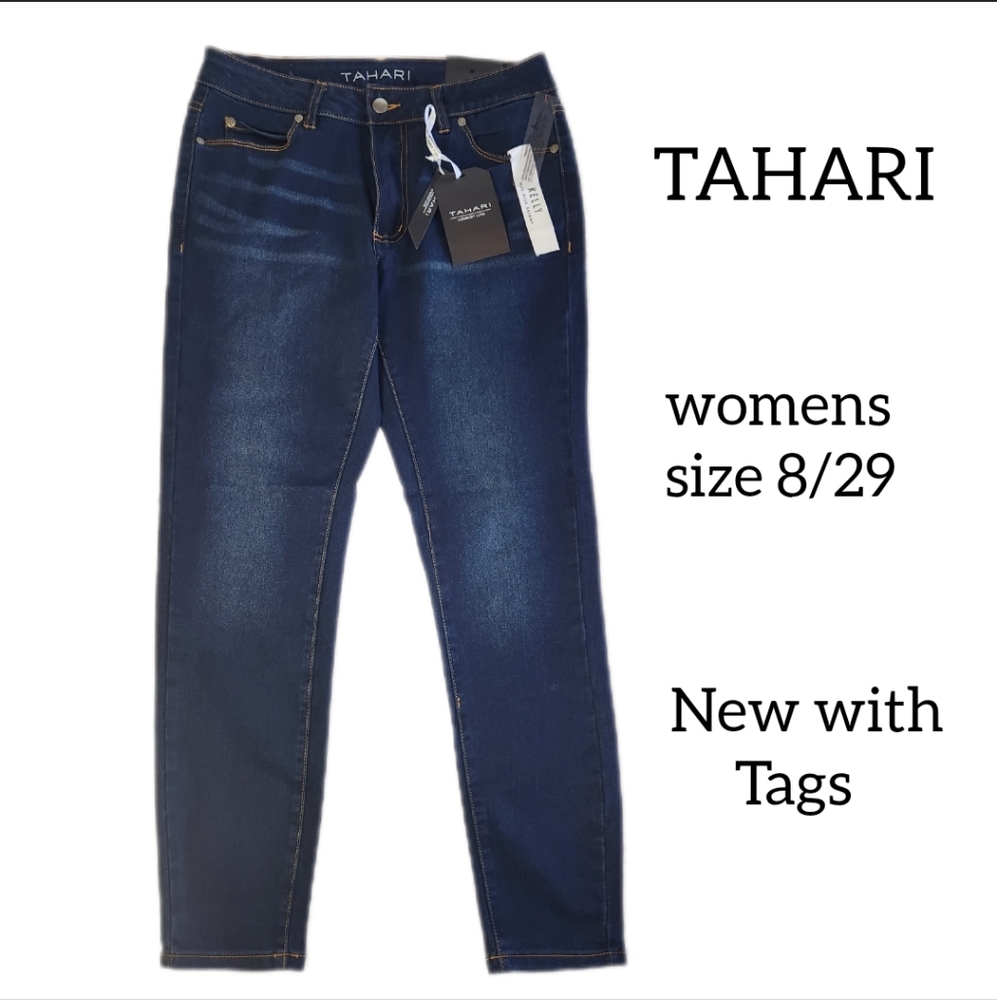 TAHARI  KELLY MID RISE SKINNY WOMENS JEANS SIZE 8/29 NEW WITH TAGS